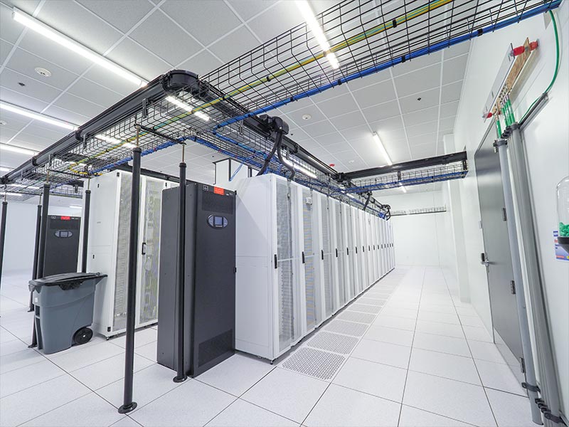 Remote Work Solutions white data center cabinets fiber trough