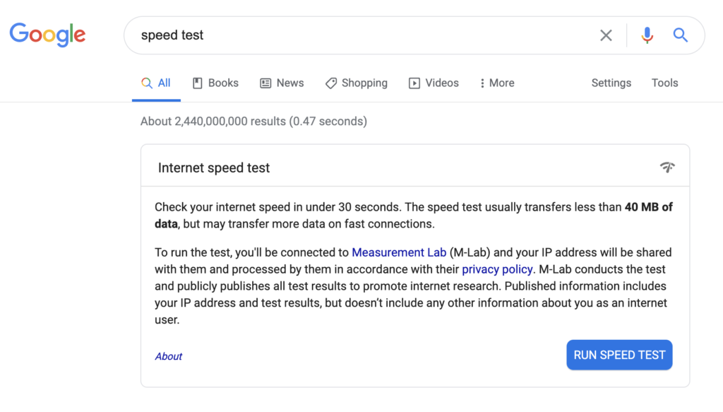 google speed test