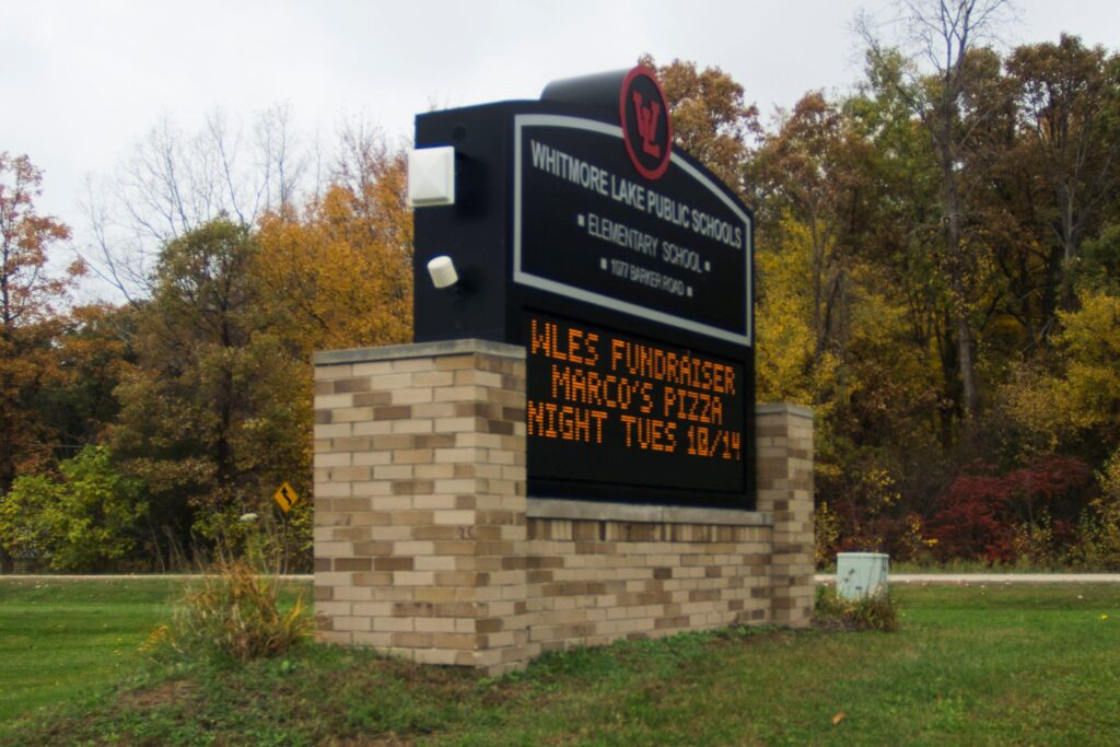 whitmore lake schools sign